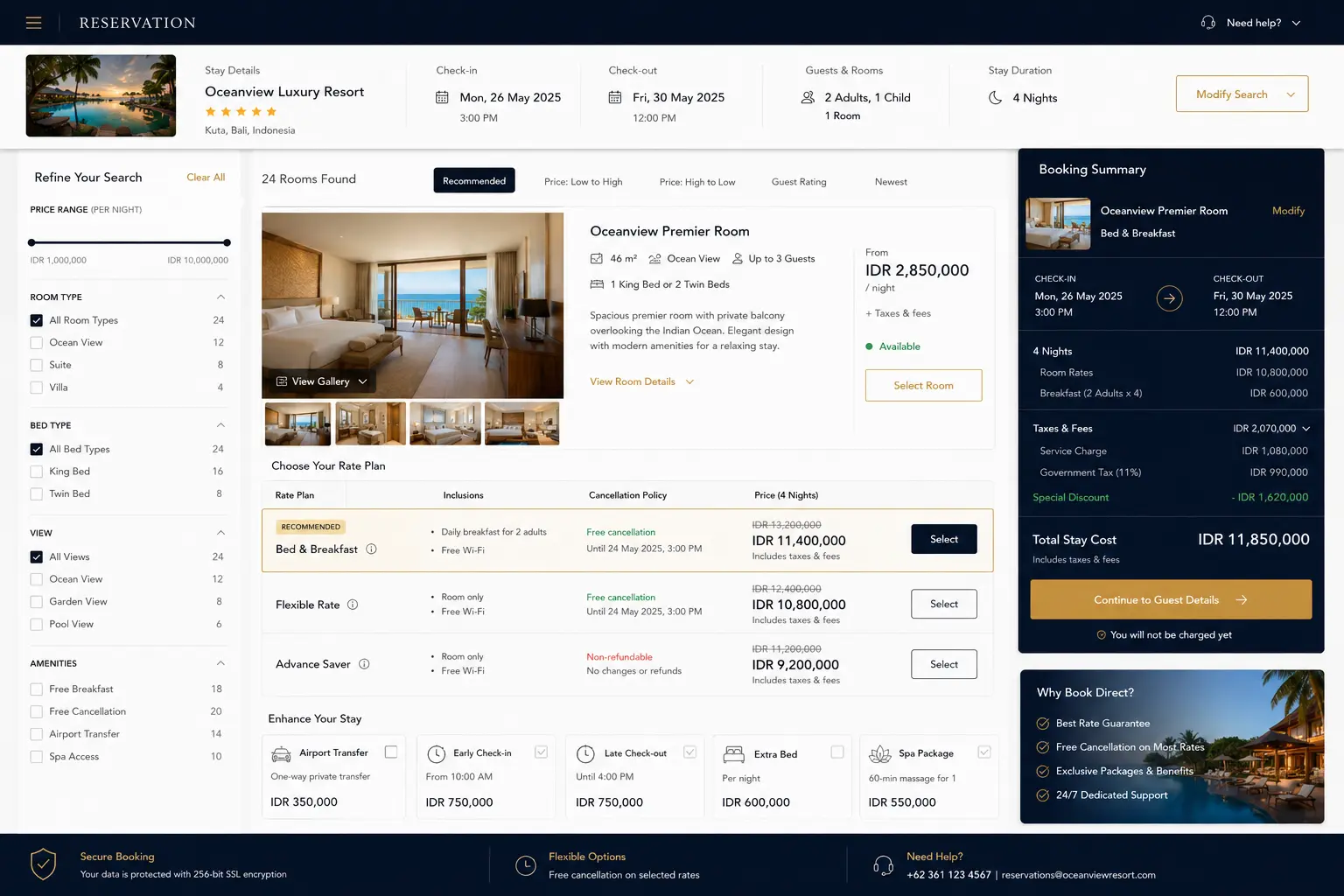 Hotel booking engine platform
